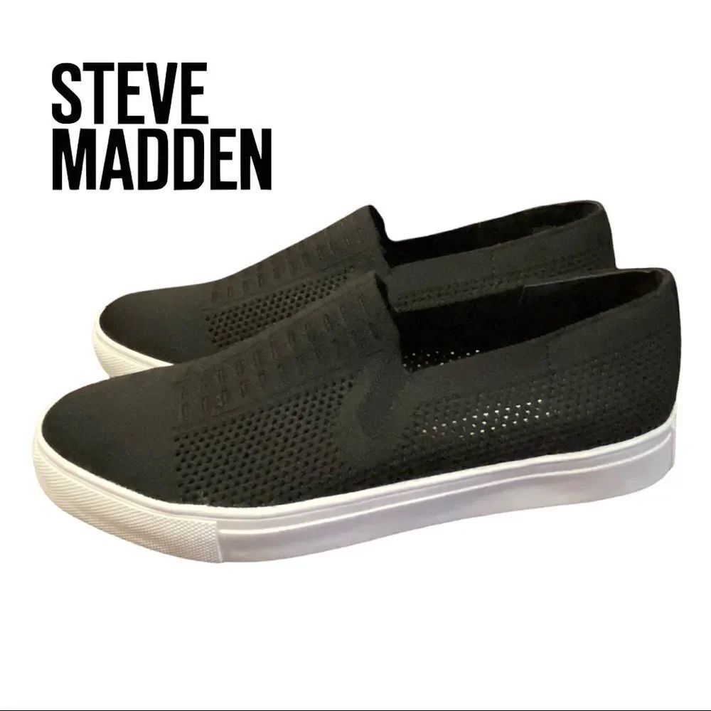 NEW Steve Madden Women's "Freeda" Black Knit Slip-on Loafers 8.5